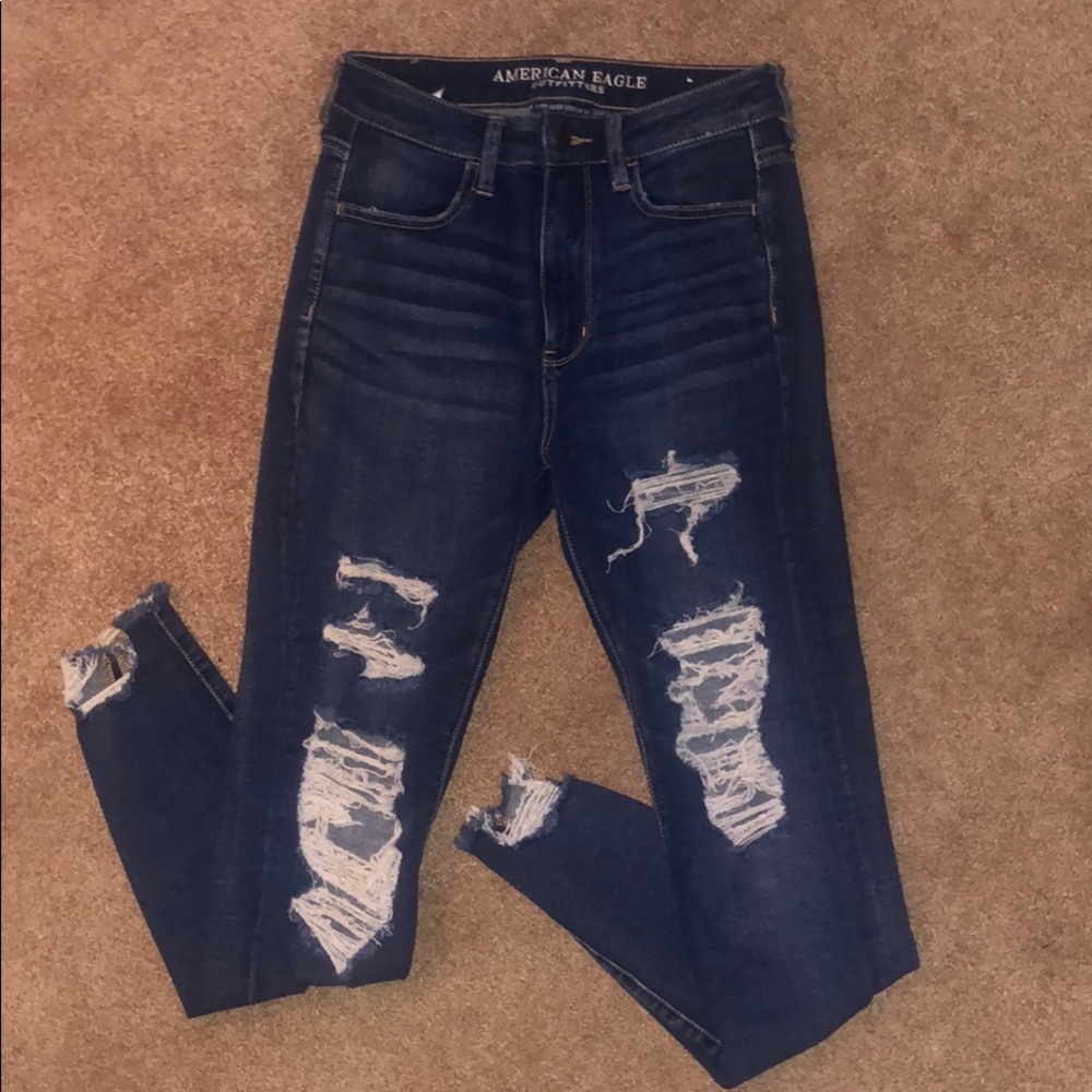 american eagle ripped dark jeans